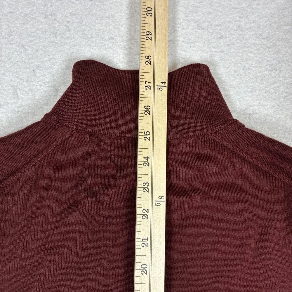 BANANA REPUBLIC Mens Italian Merino Wool 1/4 Zip Sweater Yarn Baruffa Red Medium